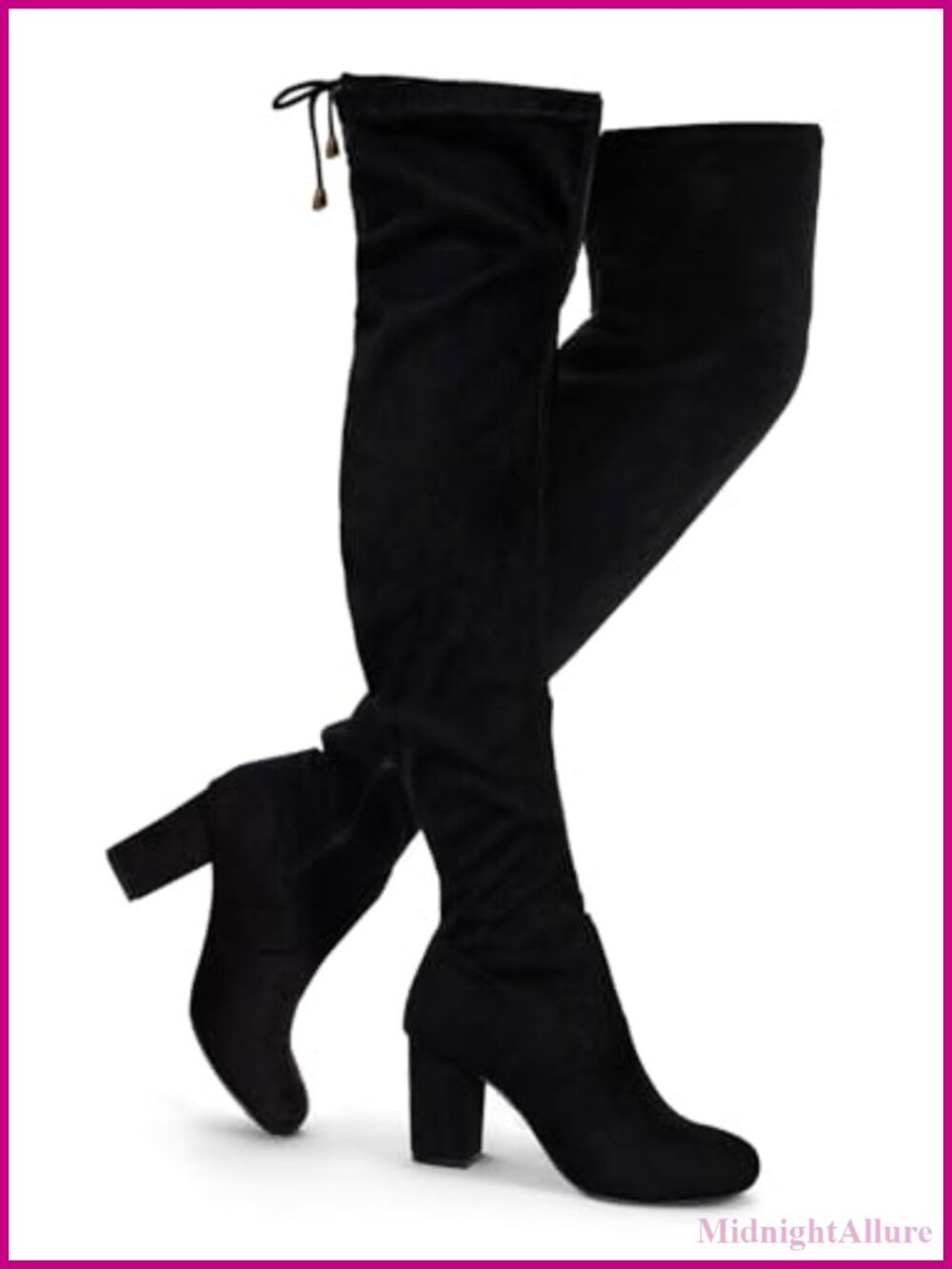 Thigh High Suede Over the Knee Boots Chunky Block Heel